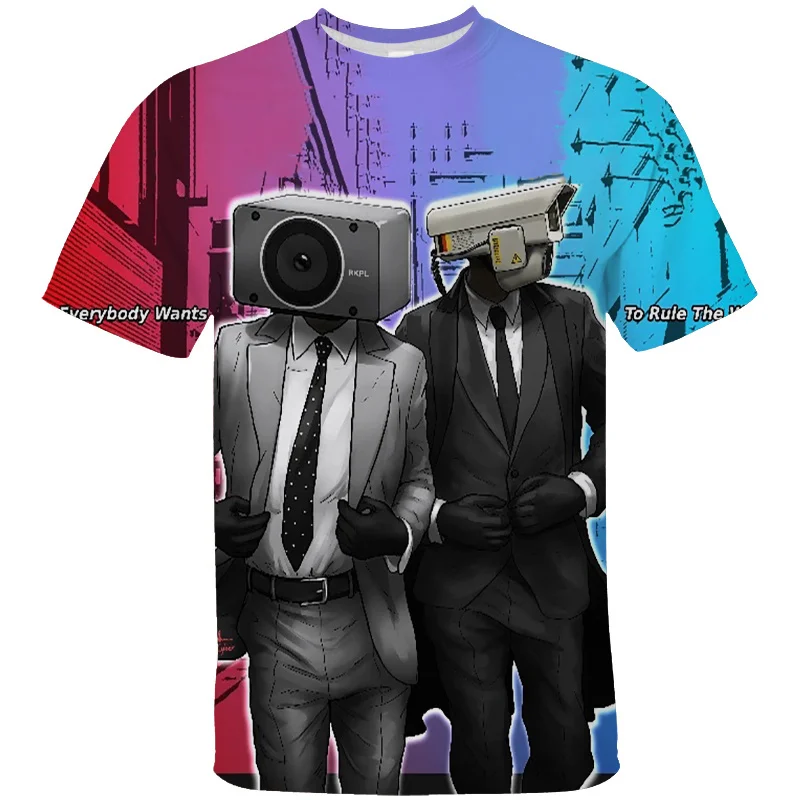3D Funny Skibidi Toilet Printing T Shirt Cartoon Camera Graphic T-shirts For Men Kid Fashion Streetwear Short Sleeve Clothes Tee