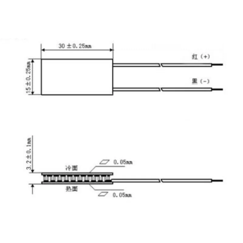 TES1-06339 Peltier Cooler 15x30mm - alternate angle