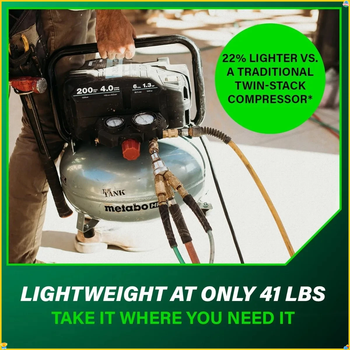 Air Compressor 6 Gallon 200 PSI, Portable Pancake Compressor for Framing Nailer, Siding, Roofing, Versatile and Efficient