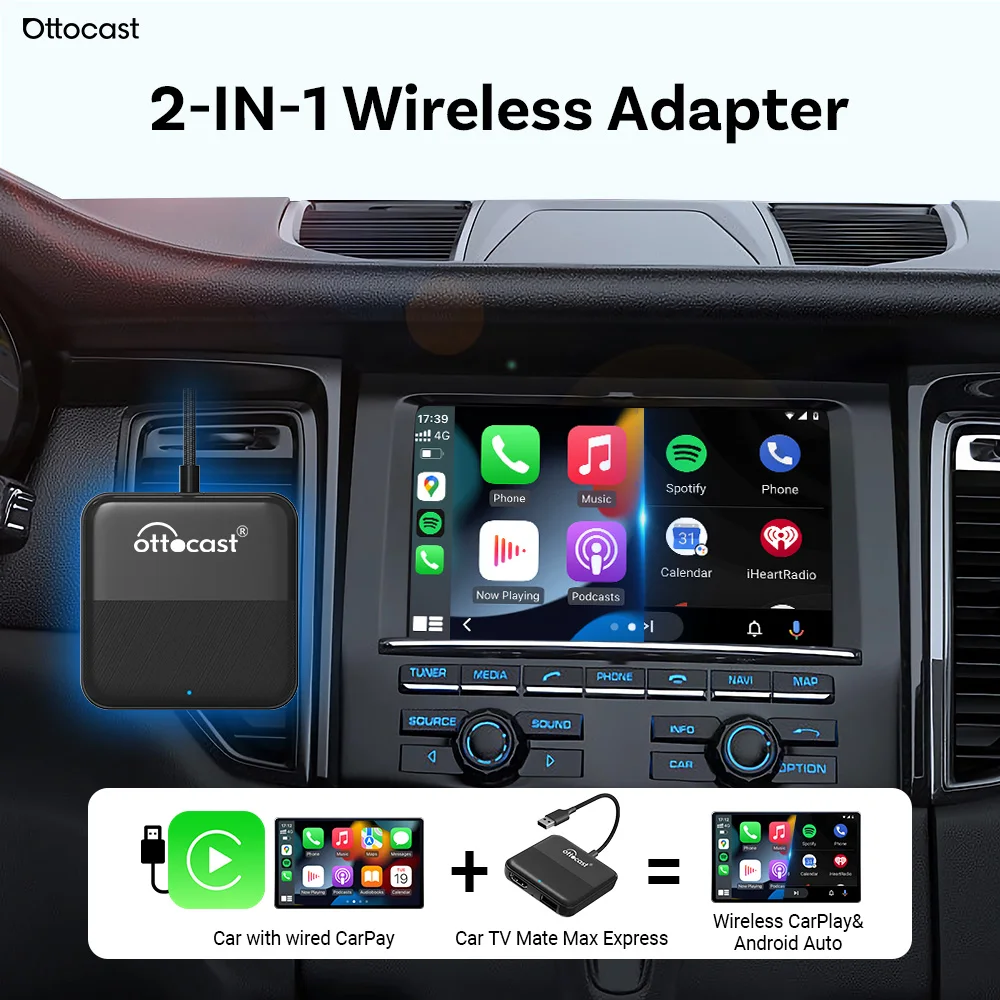 Ottocast Car TV Mate Max Express 4 IN 1 Wireless CarPlay Android