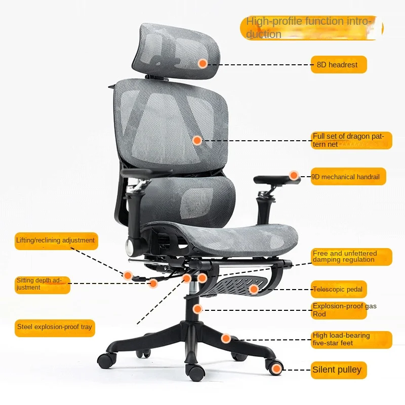 Modern Home Office Ergonomic Chair Fabric Study E-Sports Seat Comfortable Backrest Lift Mesh Chair Sedentary Plastic Chair