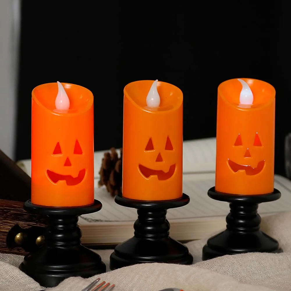 

Halloween Pumpkin Candle Electronic Pumpkin Candle Safety And Environmental Protection Without Real Flame Plastic Material