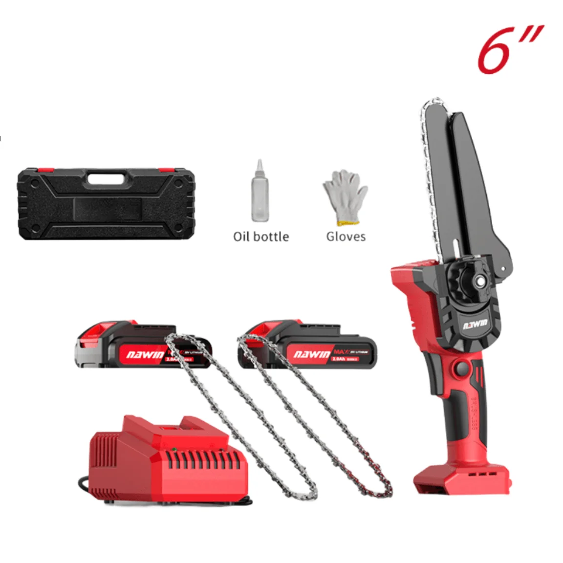 21V brushless logging tool portable electric mini saw 6/8 inch large battery capacity electric chain saw