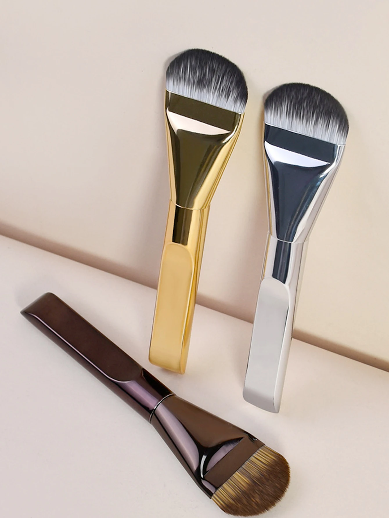 Brocha para base de lengua ancha ultrafina, corrector sin marcas, sin polvo, cabeza plana, herramientas de belleza para el cabello suave, brocha de maquillaje, brocha para máscara