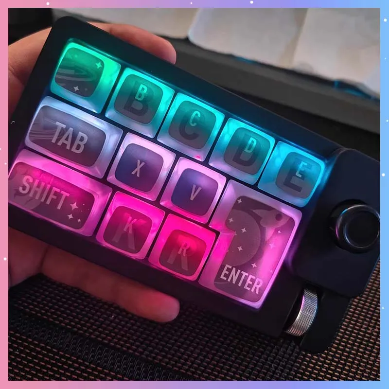

W910 Macro Programming Gaming Mechanical Keyboard 12keys RGB Backlit E-Sports Keypad Full Key Hot-Swap With 1-Knob 1-Joystick
