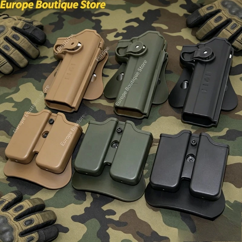 

Tactical 1911 Style Waist Holster with Mag Pouch Portable Carry Bag Outdoor Model Accessories for Cosplay Props Collection