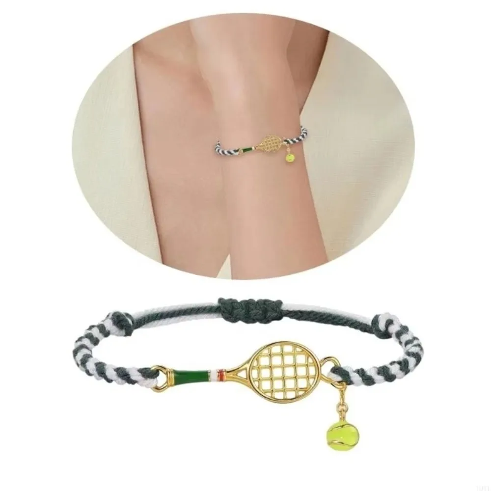 Adjustable Tennis Racket Bracelet Handwoven Lightweight Design Handwoven Bracelet Vintage Style Copper Material Couple Bracelet