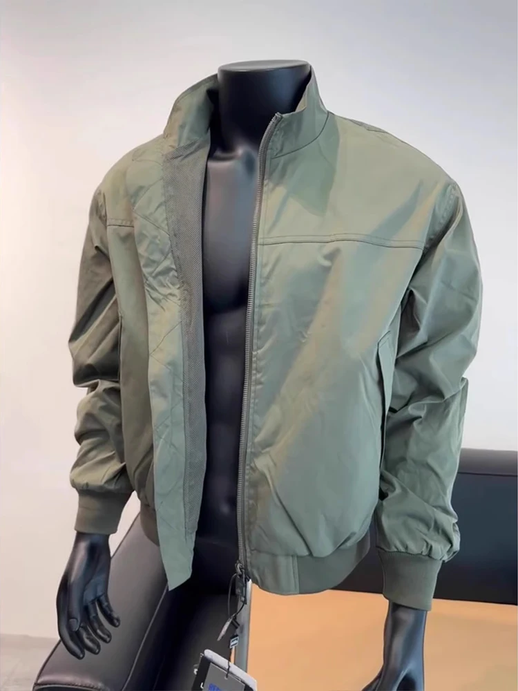 

Bla American Retro Windproof Pilot Jaet Men's ort oulder irt Collar Baseball Coat Autumn Faion Outerwear Jaet