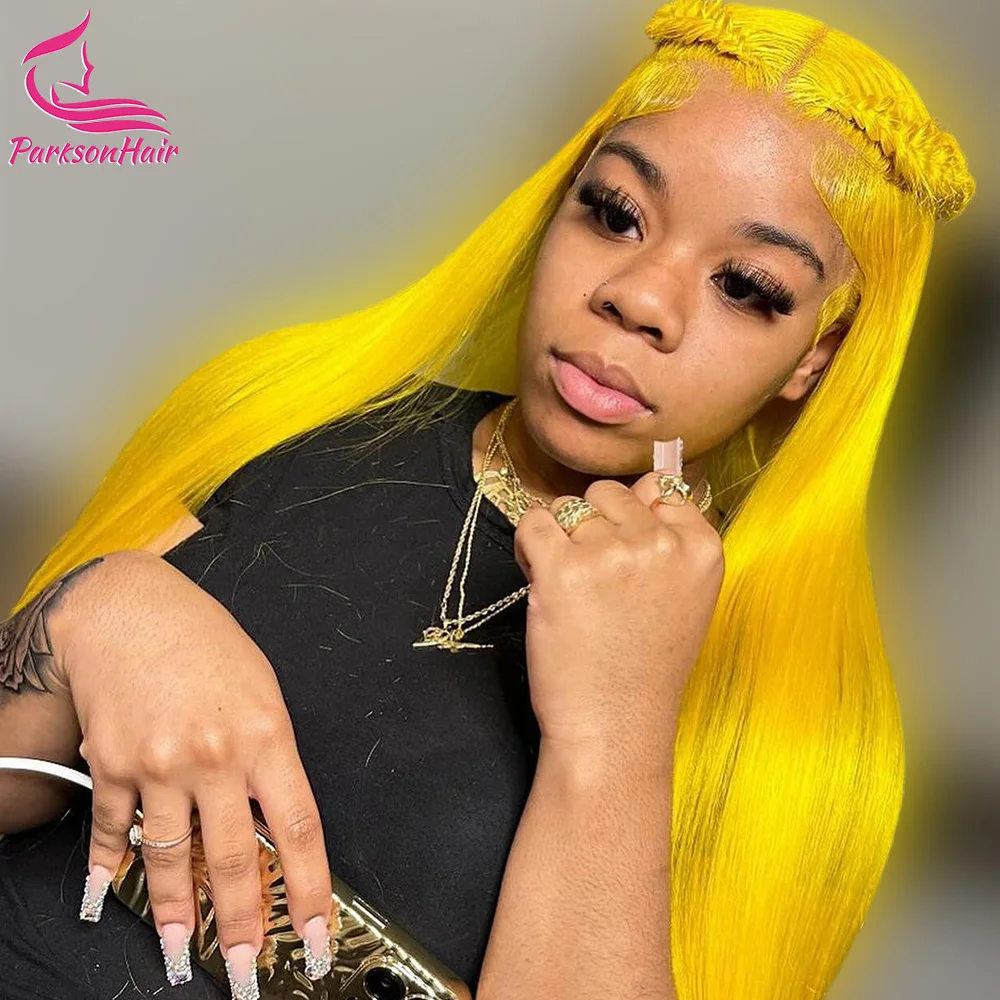 

13x6 Hd Yellow Honey Lace Front Wig Human Hair Preplucked Brazilan 13x4 HD Bone Straight Frontal 613 Colored Wigs For Women