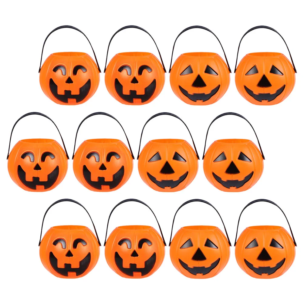 Halloween Buckets For Party Jack Lantern Portable Pumpkin Candy Containers Plastic Barrel Decor Child