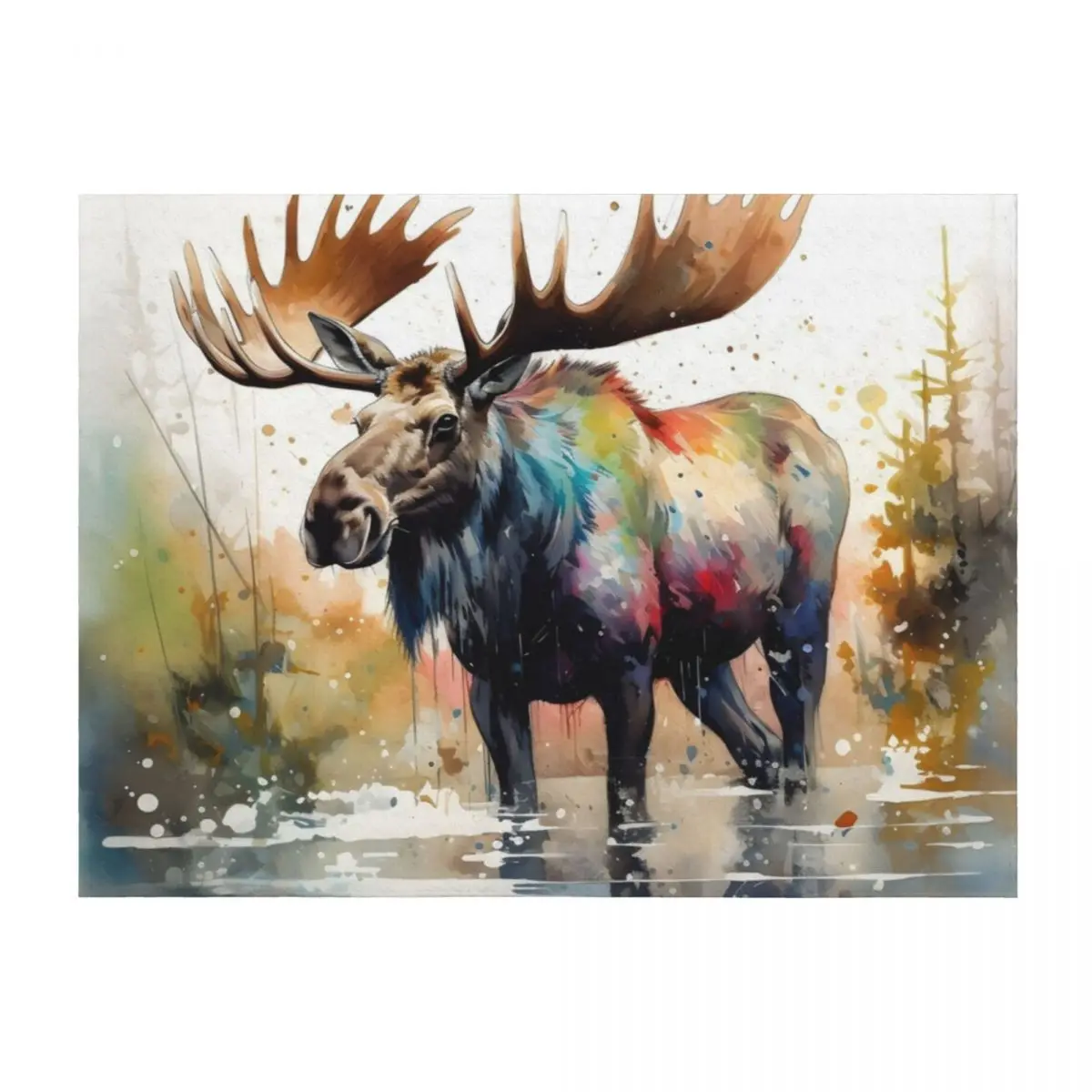 

Watercolor Moose Serenity Throw Blanket Sofa Throw Blankets For Sofas Decorative Sofas christmas gifts Blankets