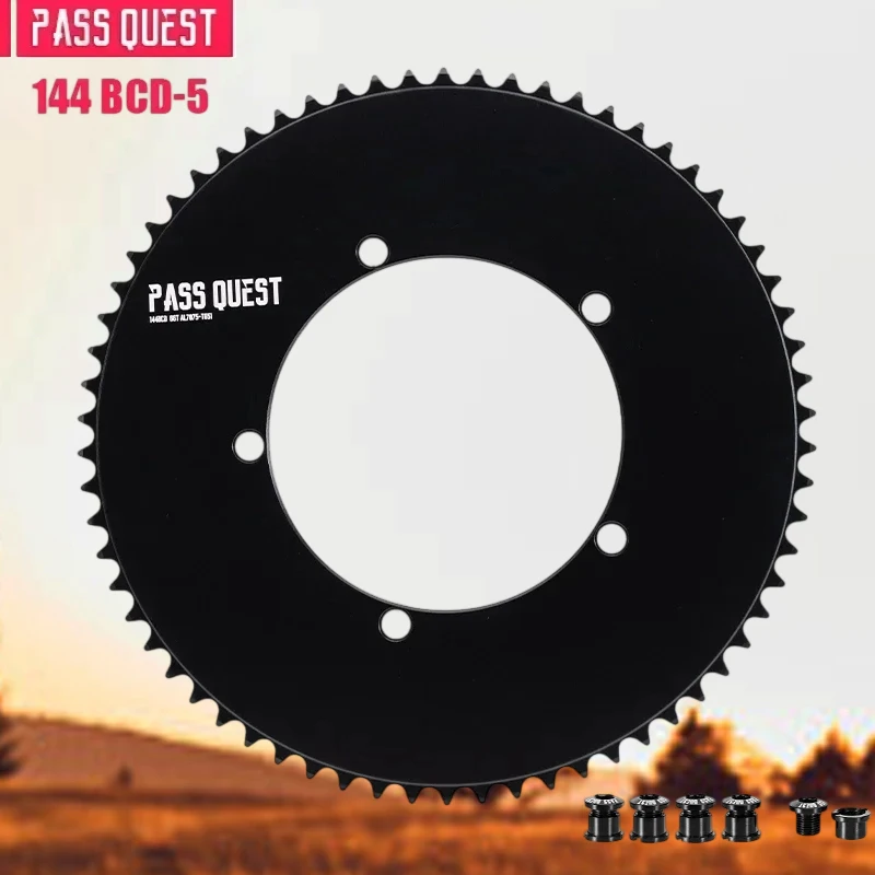 

PASS QUEST 144BCD sprocket Fixed Gear Road Bike 46T-66T Round Mountain Venue single speed gear disc Bicycle Parts