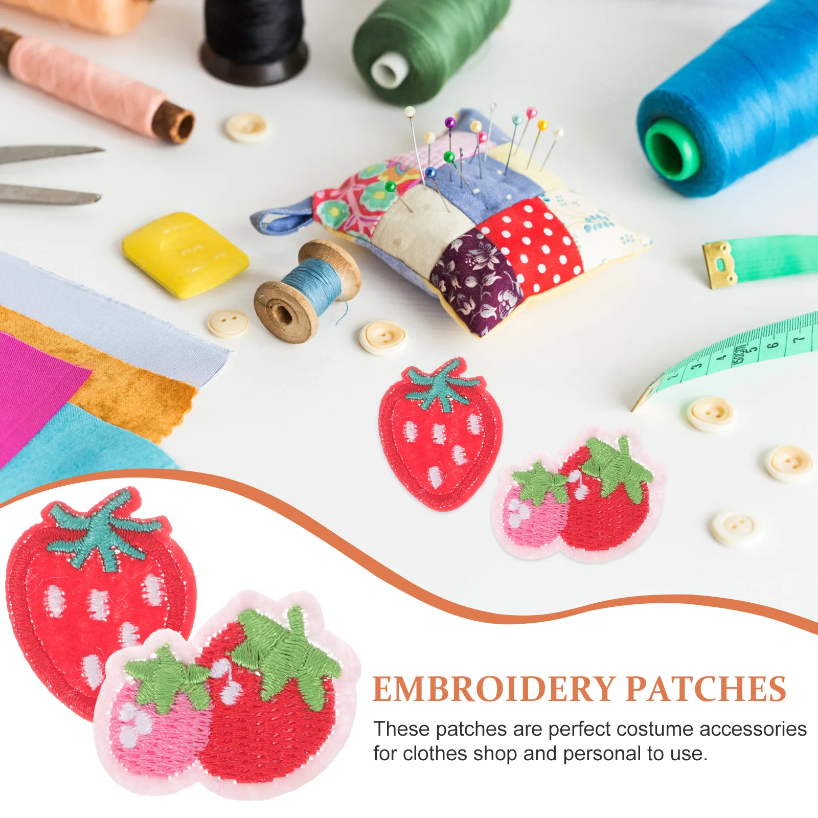 

20pcs Strawberry Embroidered Patches Iron On Clothes Repair Decor Pink Fruit Sewing Accessories Lightweight Compact Cover Holes