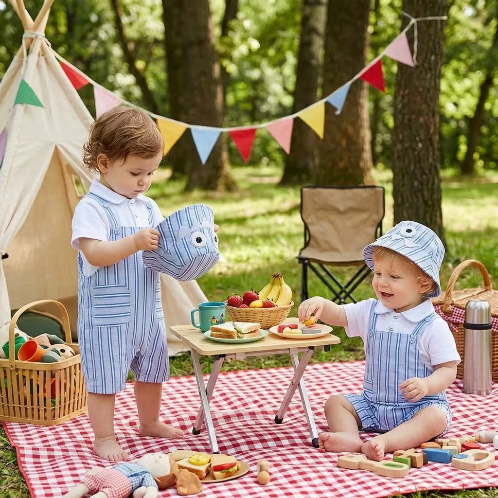 Gentleman Hat 3PCS Suit for Boys Girls 6-36 Months Short Sleeve Striped Set Unisex Baby Summer Birthday Party School Clothes