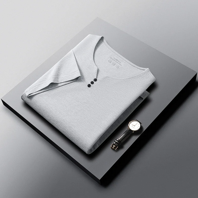 Herren Henley-T-Shirts mit Rundhalsausschnitt, kurzärmelig, lässig, weich, atmungsaktiv, bequem, modische Oberteile für Herren, Alltagskleidung, Sommer-Streetwear