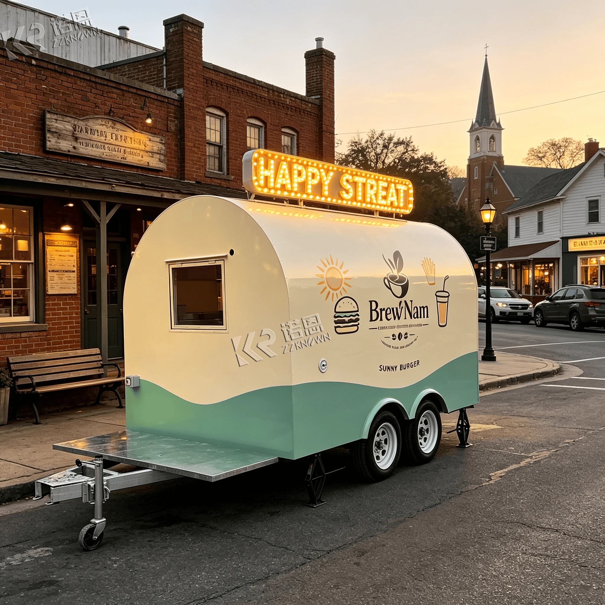 2.8m CE Approved Curved Food Truck and Food Trailer Dust‑Proof Service Hatch for Dusty Suburb Outdoor Market Condition