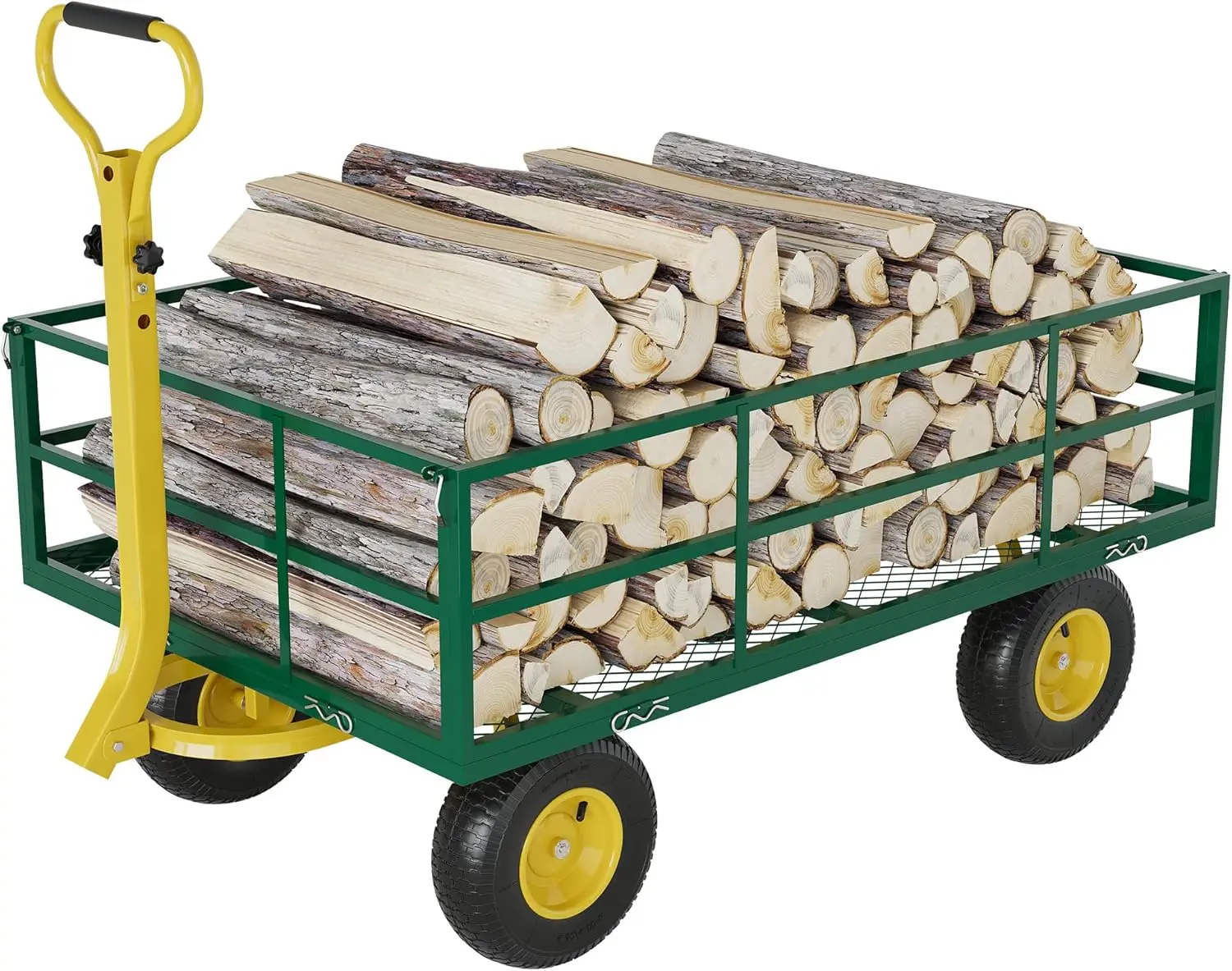 

3 in 1 Heavy Duty Steel Garden Cart 1200 Lbs Garden Wagon with 13 Inch All Terrain Tires and Removable Mesh Side Panels 180° Rot