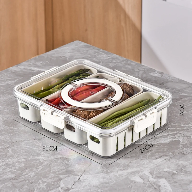 White Storage Box Plastic Freezing-Refrigerated Portable Vegetable Fruit Container For Kitchen