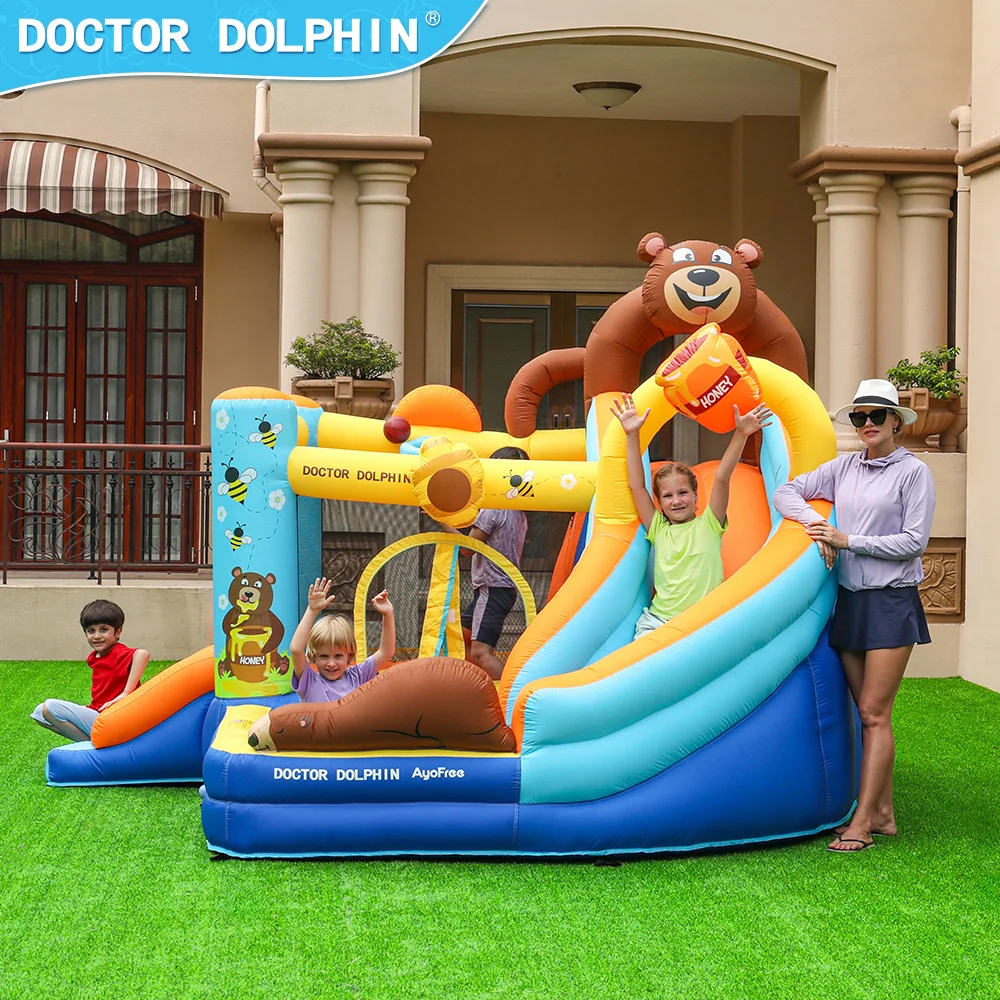 Doctor Dolphin Outdoor inflatable Bouncy Castle anti slip inflatable trampoline, wave pool Bounce House with air blower