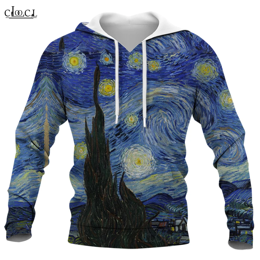 

CLOOCL Men Hoodie Fashion Van Gogh Starry Night 3D Graphics Male Hoodie Unisex Hooded Long Sleeves Streetwear Jacket Tracksuits