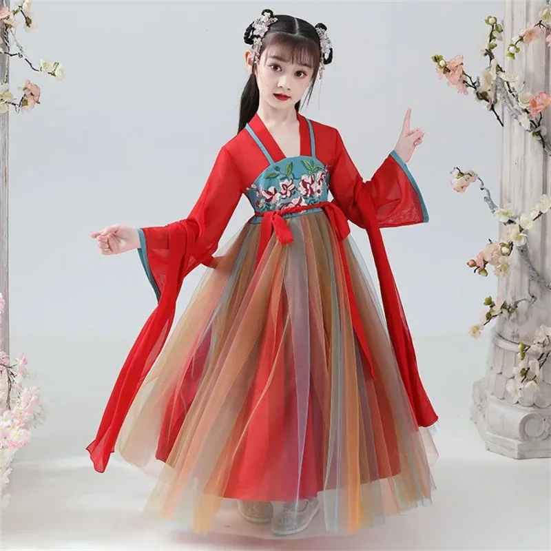 

Chinese Hanfu Dress Girls New Year Costume Children Carnival Flower Fairy Cosplay Costume Dance Hanfu Dress For Kids Girls
