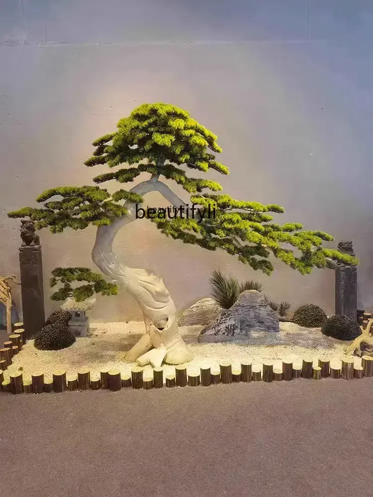 Chinese simulation welcome pine large ornament porch courtyard pine tree modeling landscape solid wood fake tree