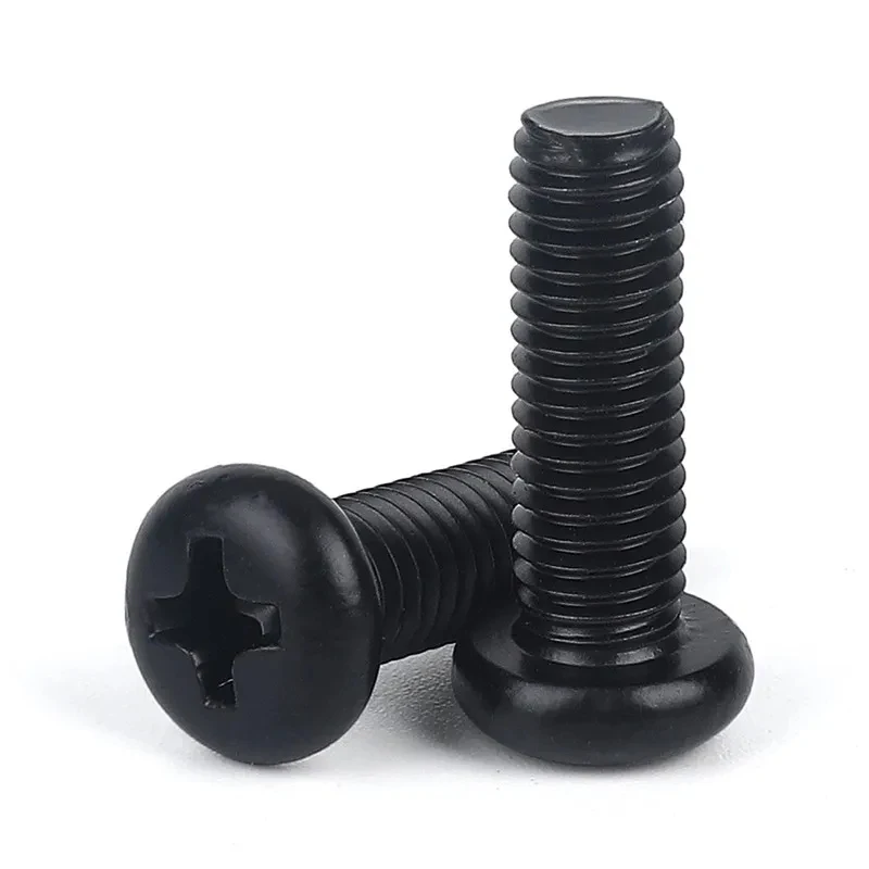 

M3 M4 M5 M6 M8 304 Stainless Steel Black Cross Recessed Round Head Screws / Phillips Drive Pan Head Machine Bolts