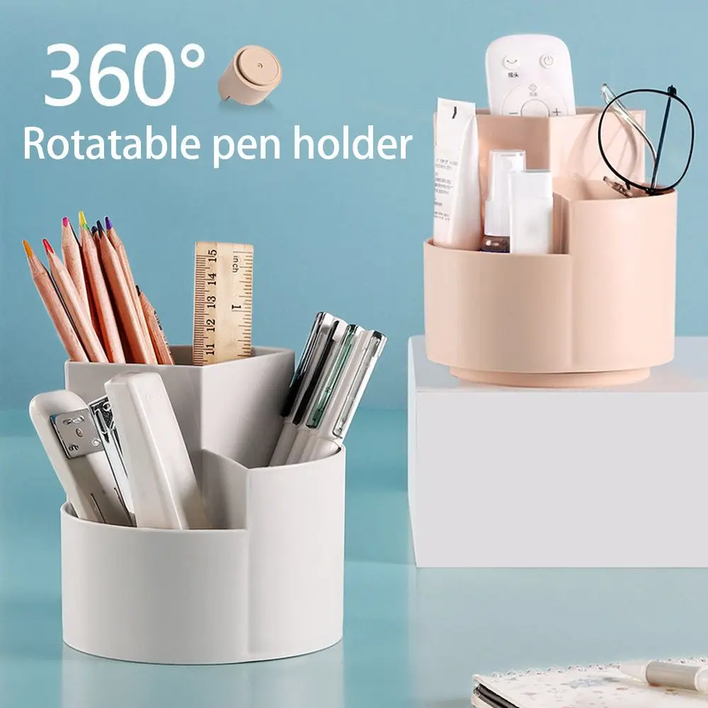 Rotate Multifunctional Anti-deformed Round Office Stationery Box Pencil Storage Box 3 Grids Storage Holder Pen Holder