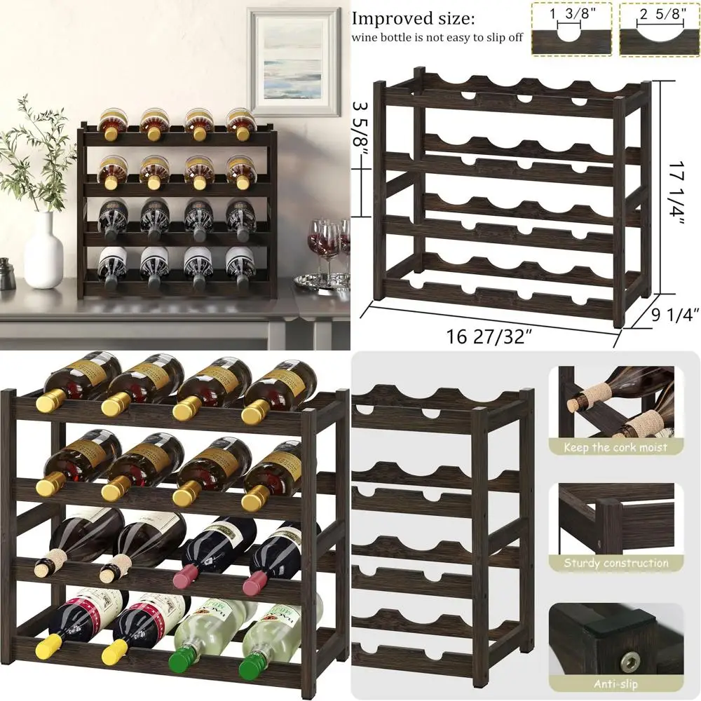 

4-уровневая столешница для вина для кухни, бара и домашнего хранения (16,85 л x 9,25 В x 17,24 В)