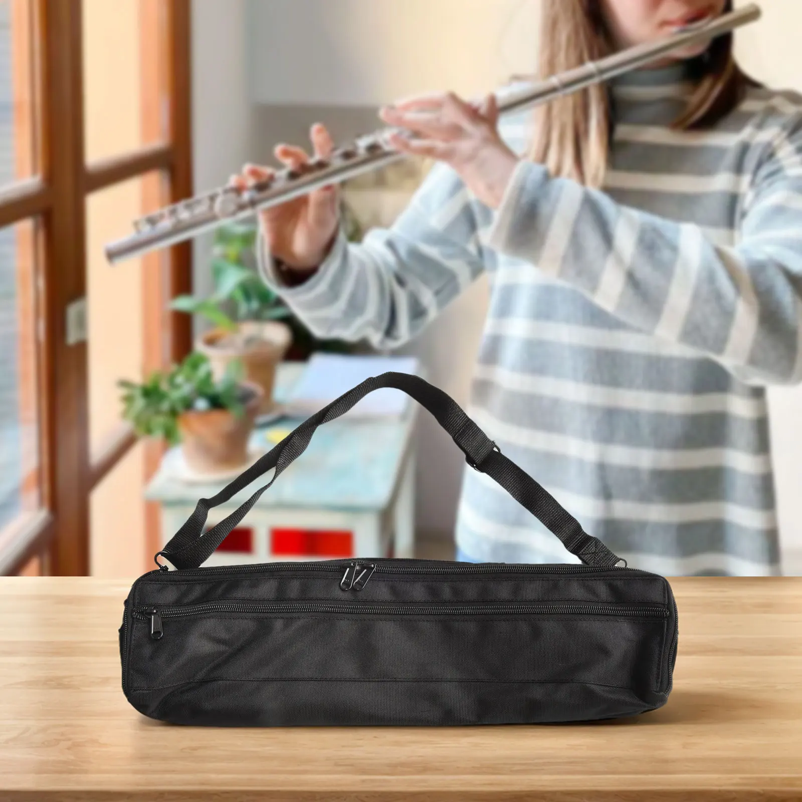 Flute Bag Soft Lining 16/17 Holes Thickening Flute Bags Padded With Adjustable Shoulder Strap Instrument Accessories