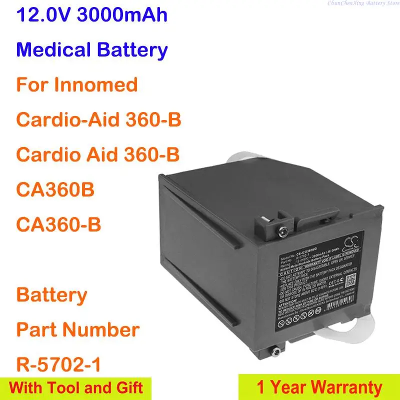 Cameron Sino 12.0V 3000mAh Medical Battery R-5702-1 for Innomed CA360B, CA360-B 