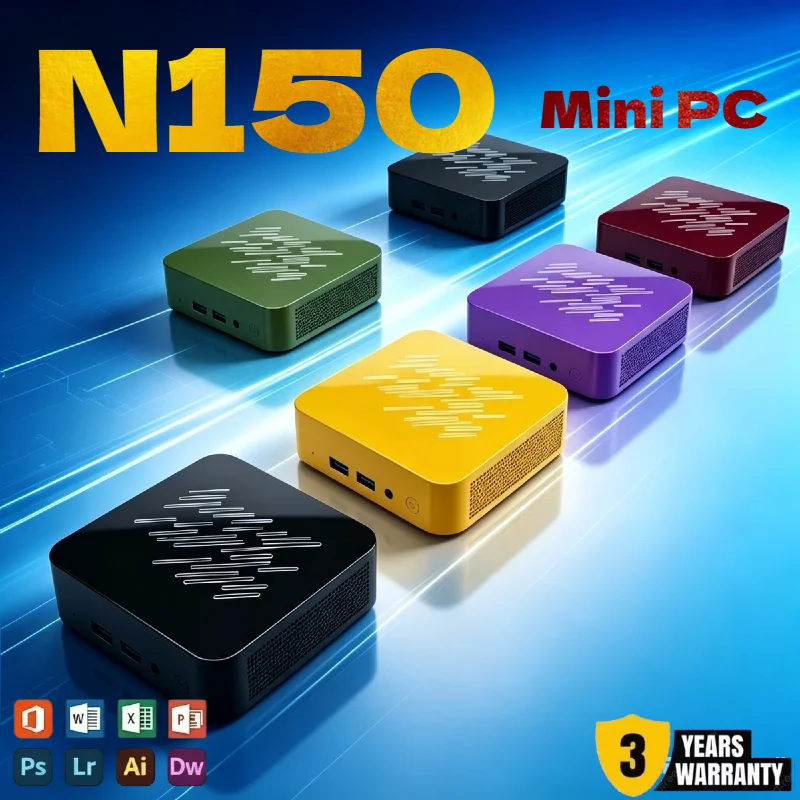 New Mini PC Compact N150 Mini Computer 16GB Fast SSD Dual WiFi6 BT5.2 1000M Port Smooth 4K Video Play Device
