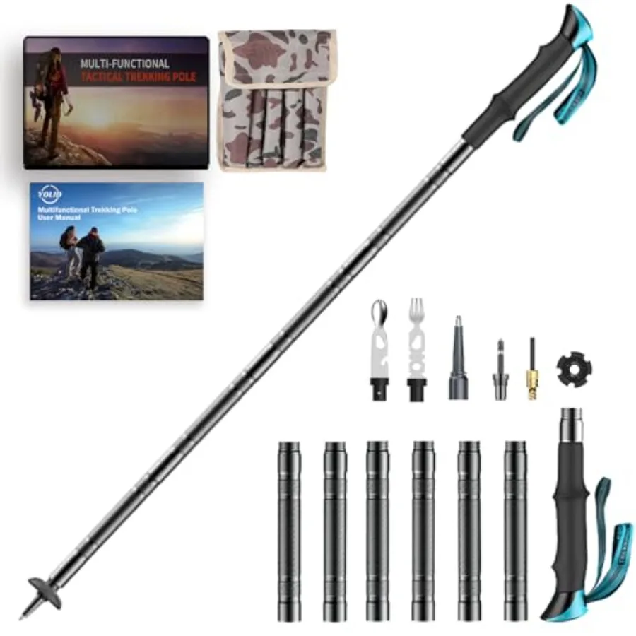 

Tactical Walking Stick Prime 15-in-1 Hiking Poles Adjustable Multipurpose Tactical Hiking Stick for Men Women Outdoor Adventure