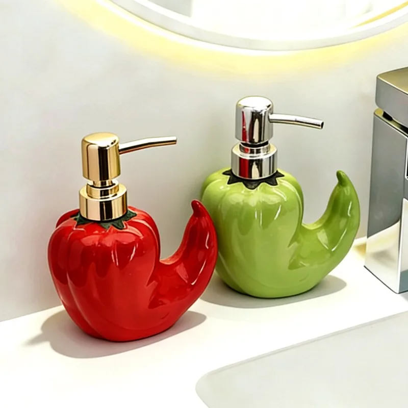 Nordic Ceramic Chili Pepper Shape Bottle Squeeze Bottle Soap Dispenser Shampoo Lotion Conditioner Bottle Bathroom Accessories