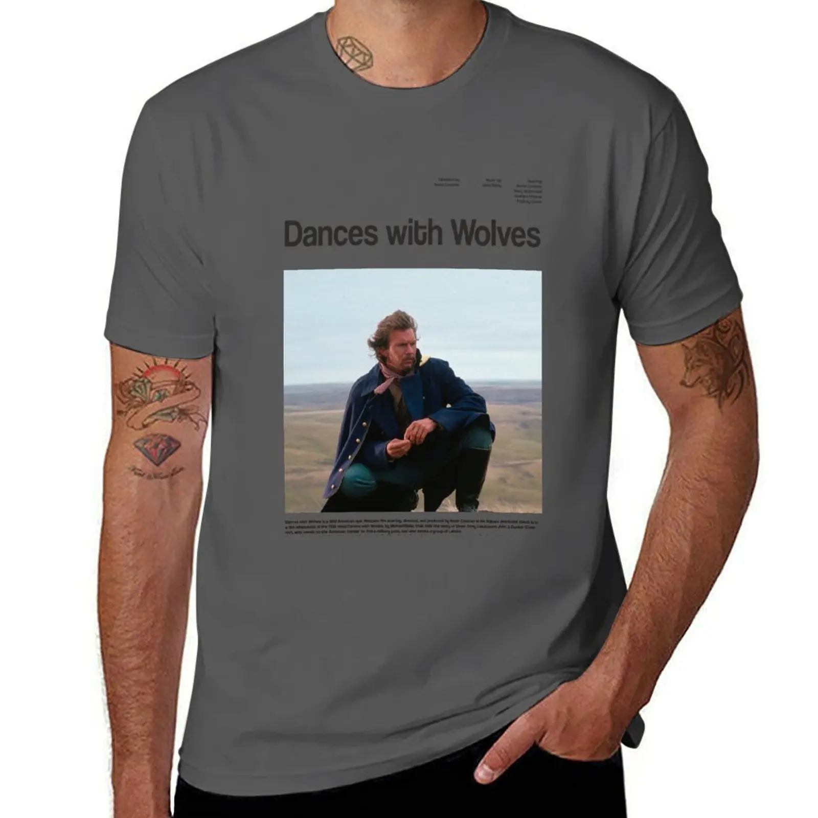 Dances with Wolves movie poster T-Shirt Urban Style Casual Short Sleeve Top