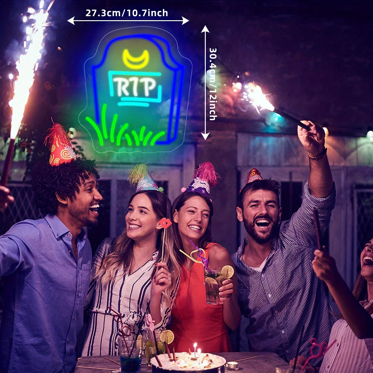 Gravestone Neon Sign LED Dimmable Rip Neon Light Sign Terror Atmosphere for Bedroom Party Shop Restaurant Decor Halloween Gift