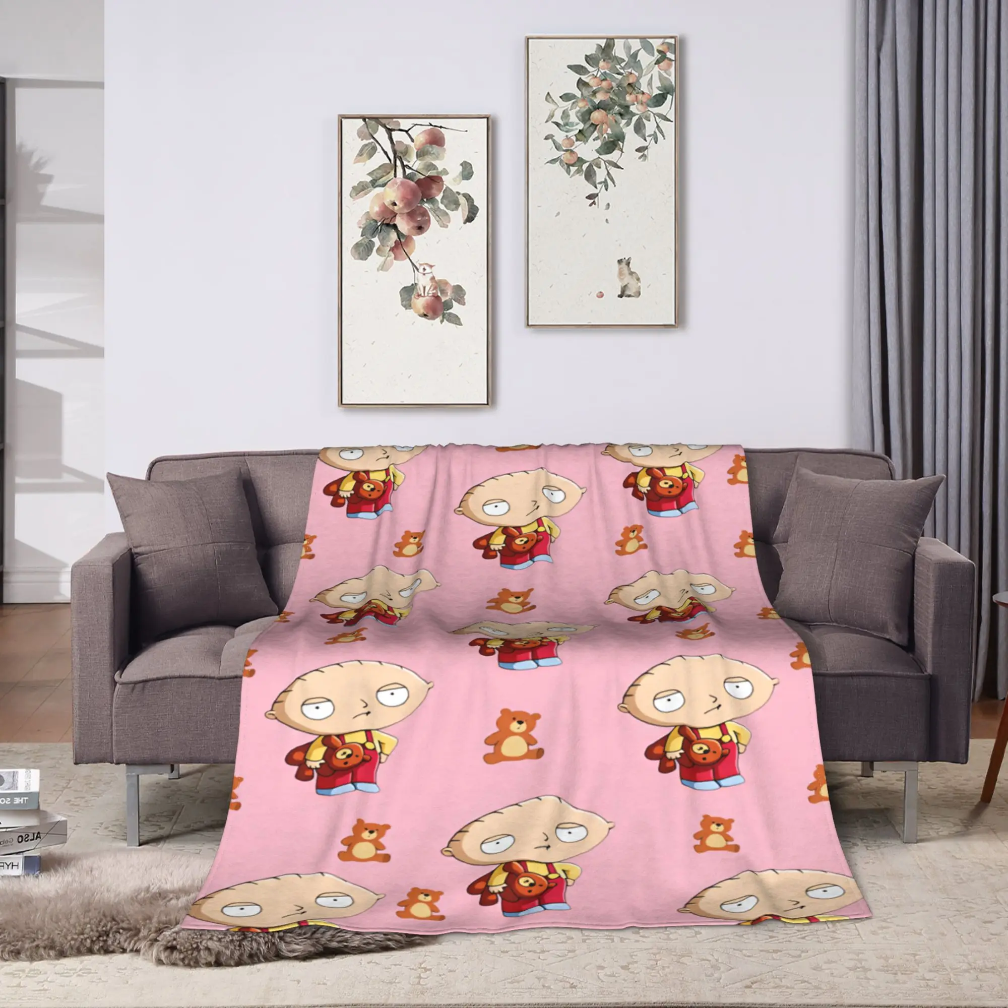 Peters Griffins Familys Guys Blanket Quality Soft  Throw Blanket Winter Airplane Travel Couch Chair Sofa Bed Graphic Bedspread