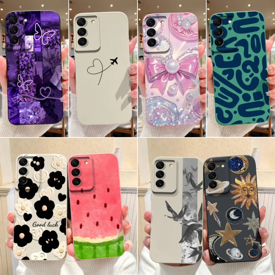 Funda protectora para teléfono Samsung Galaxy S22 S22+ S22 Ultra S21 S21FE S21Ultra, Funda protectora con bonitas flores para S22 Pro