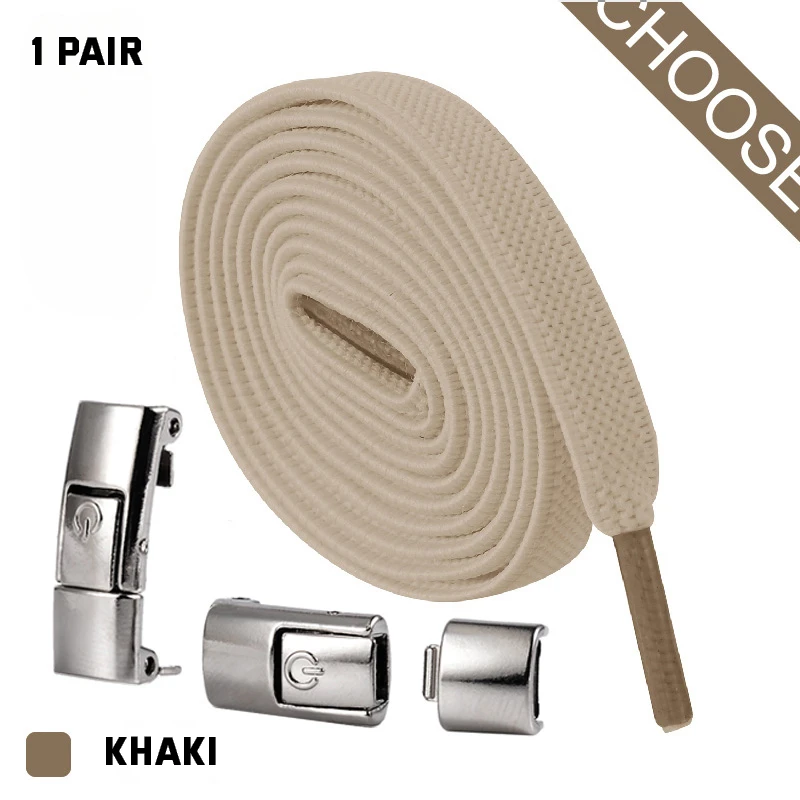 Flache, elastische Schnürsenkel ohne Binden für Sneaker, mit Druckknopfverschluss, Metallschalter, Logo-Schnürsenkel für Kinder und Erwachsene, schnell und einfach – Detail 18