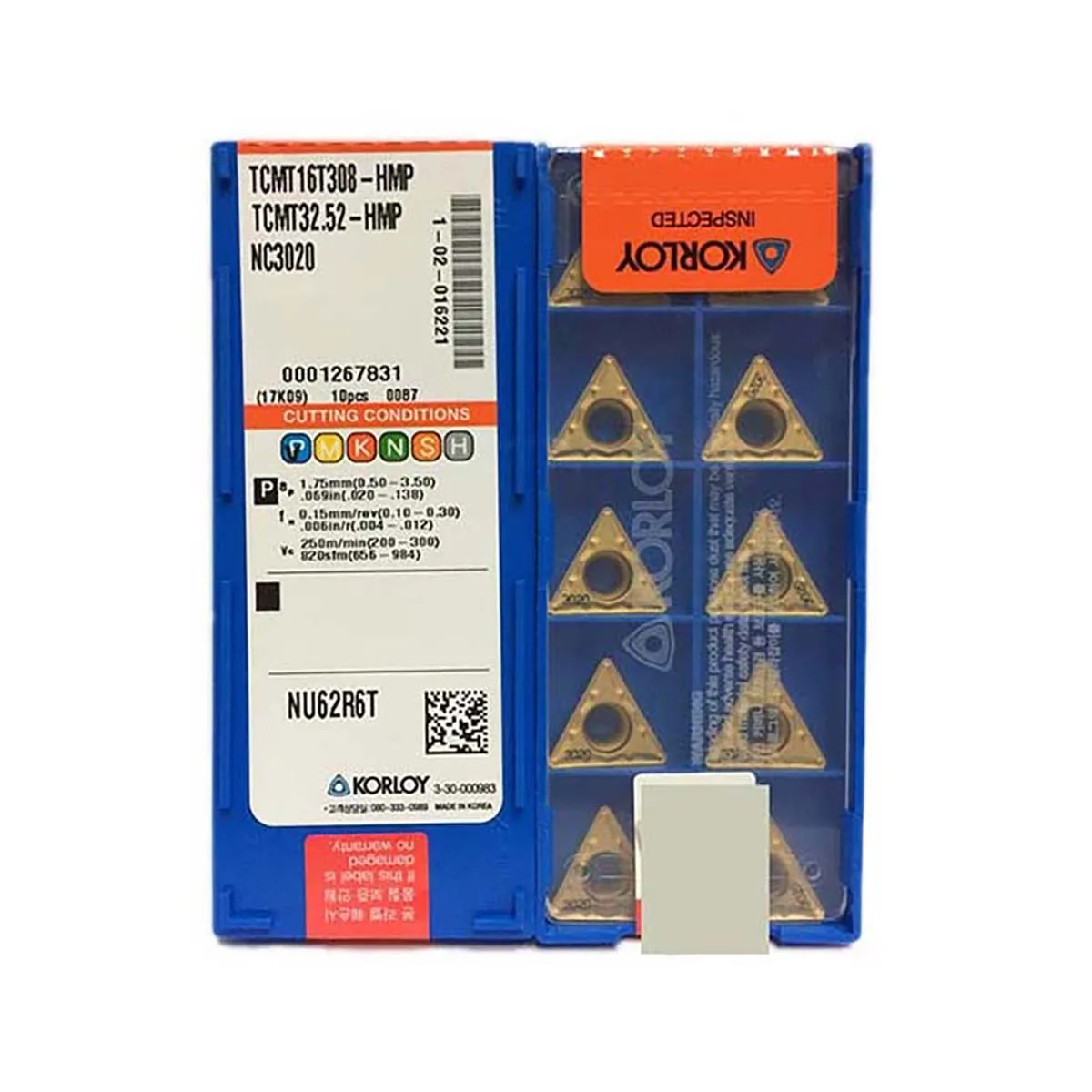 KORLOY 100% Original TCMT TCMT16 TCMT16T304 HMP TCMT16T308 HMP NC3020 Medium Finishing Carbide Turning Inserts TurningTools