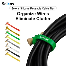 Selens 1 Set 8 Color Multifunction Silicone Reusable Cable Ties 14cm Multifunction Elasticity Cable Ties Photography Accessories