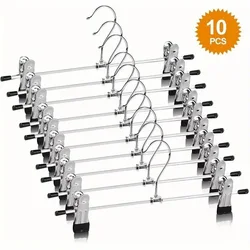 10pcs Galvanized Pants Clip Multi-functional Storage Home Stainless Steel Pants Frame Non-slip Mark Hanger Metal Skirt Clip