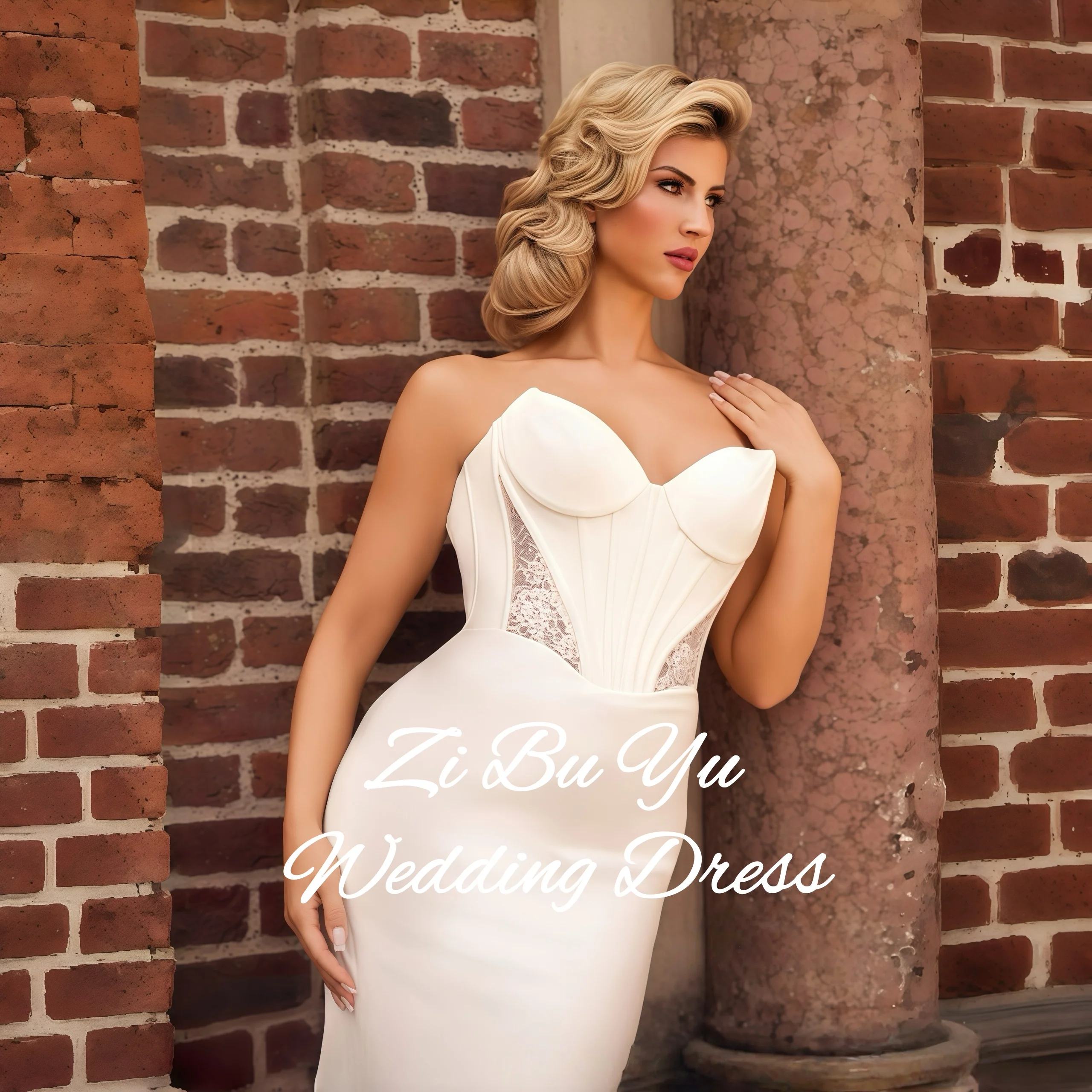 

Свадебное платье ZIBUYU на заказ, элегантное, 2026, без рукавов, без бретелек, с вырезом «сердечко», корсетный лиф, атласное, фасон «русалка» со шлейфом