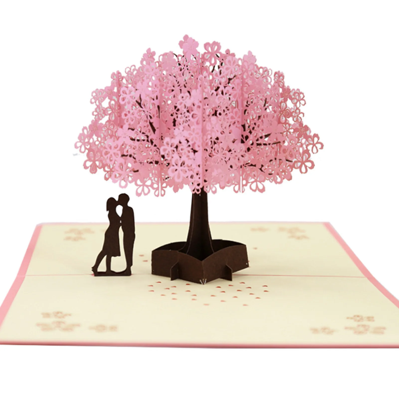 Holiday Pink Flowers Greeting Cards 3D Cherry Blossom Pops-Up Card Design for Encouragement Blessing and Appreciation