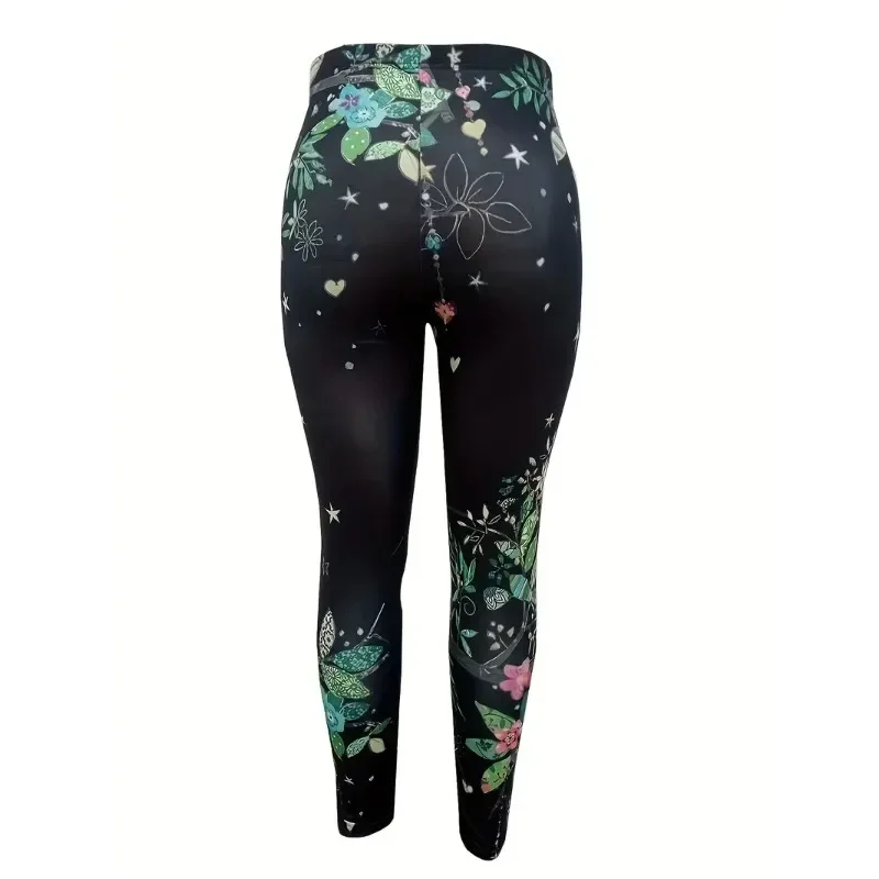 Women 1XL-5XL Plus Size Casual Owl Print Leggings Skinny Leg Design Super Stretchy Material Casual Daily Wear Designed Leggings