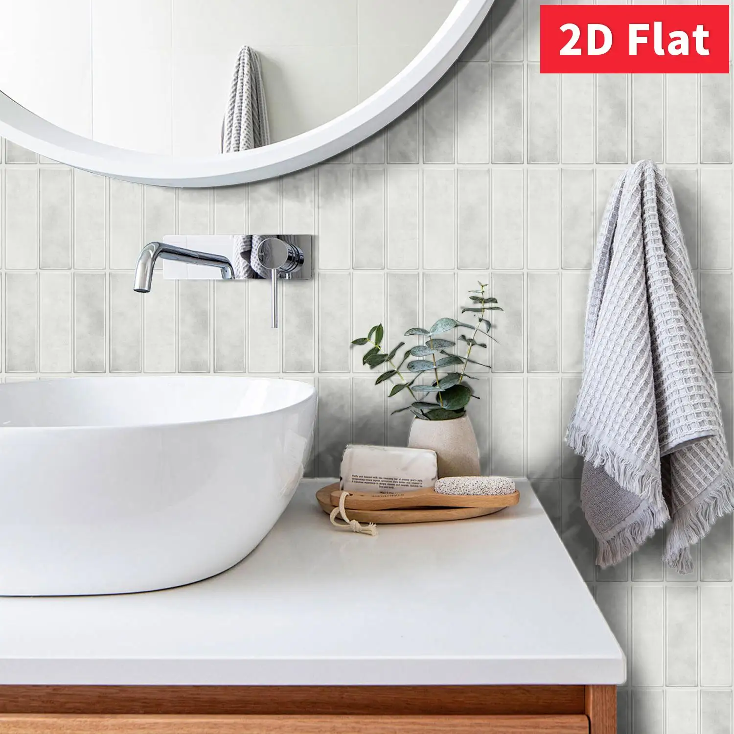 Off‑White Subway Wall Tile Sticker 30cm×15cm, Removable Peel & Stick Wallpaper for Living Room Bathroom Backsplash