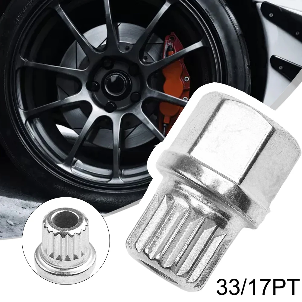 Wheel Lock Lug Nut Heavy Duty Steel 33/17PT Hollow Car Anti Theft Wheel Lock Lug Nut Screw Removal Key for BMW