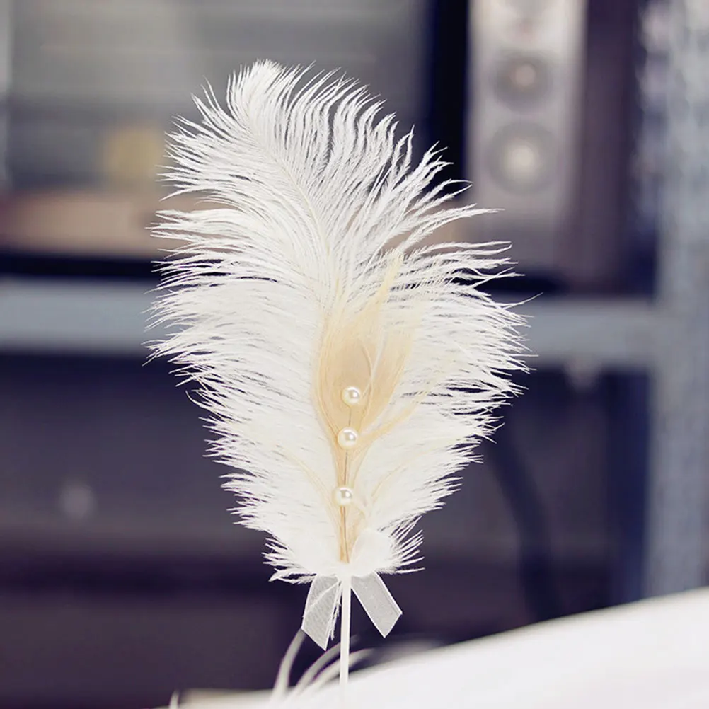 

2Pcs Fashion Pearl Bowknot Cake Topper Attractive Dessert Decor Multi-Use Party Cake Decoration for Birthday Proposal Events