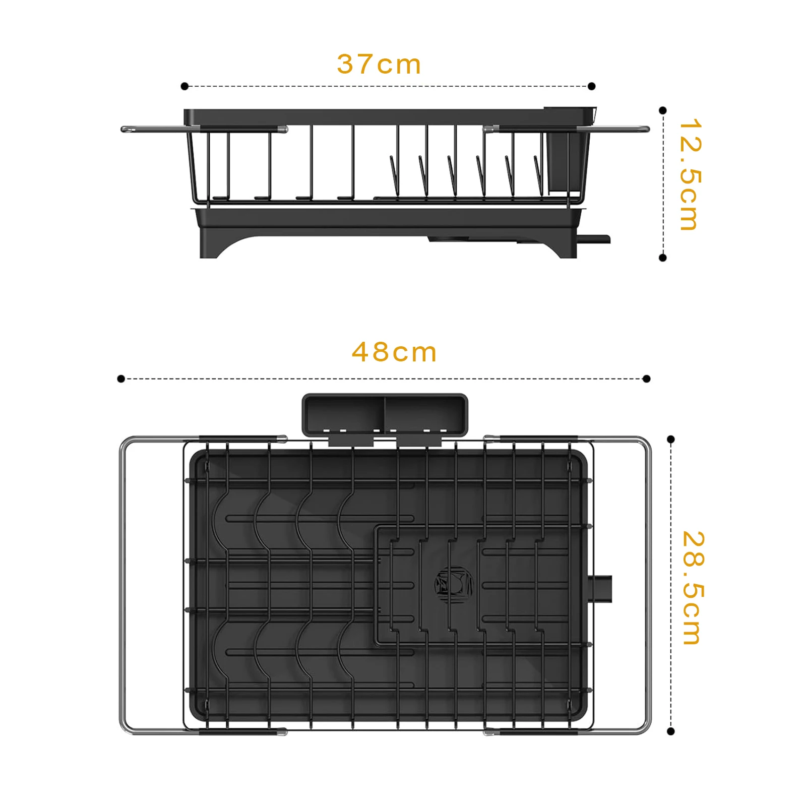 Dish Drying Rack Adjustable Kitchen Plates Organizer with Drainboard Over Sink Countertop Cutlery Storage Holde Drying Tableware