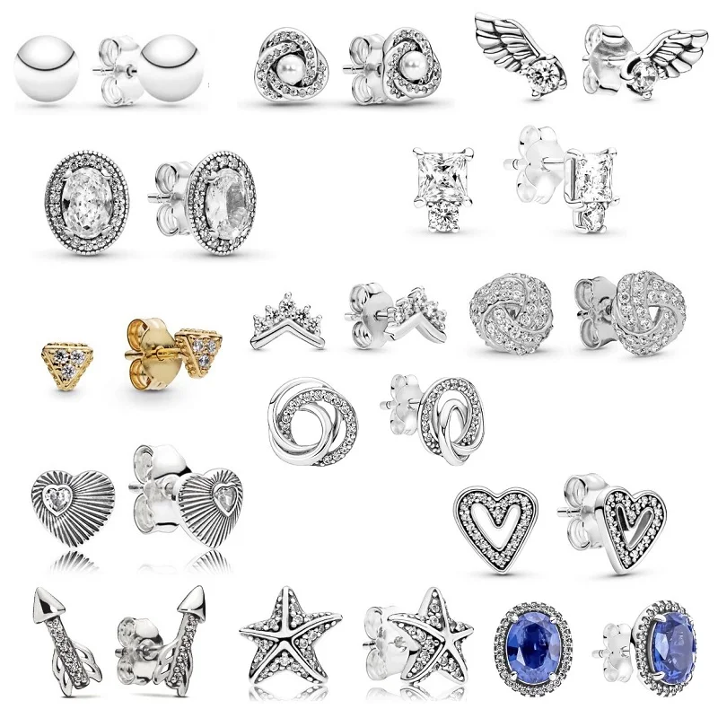 

Hot sale 100%925 sterling silver Sparkling Love Starfish Triangle earrings Women's fashion gift Exquisite jewelry accessories